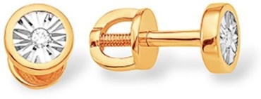 Серьги kari jewelry b2200490 вес 1.36 г золото, бриллиант