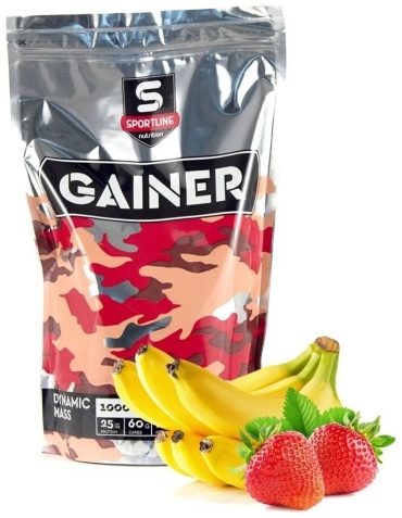 Sportline Nutrition Dynamic Mass Gainer Клубника Банан 1000 г