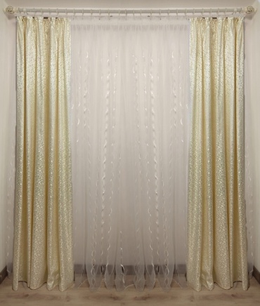 Портьеры Renaissance 300x275 см 2 шт, жаккард, бежевый