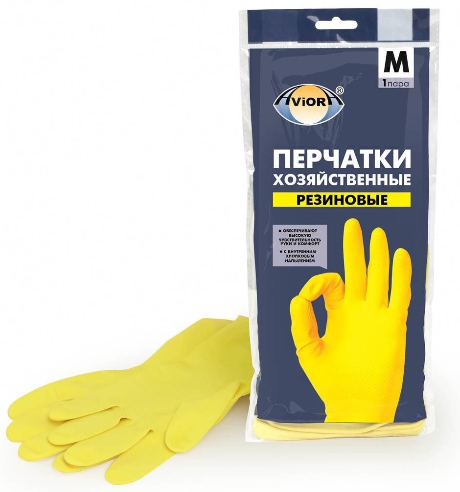 AVIORA Перчатки хозяйственные, резиновые, размер M