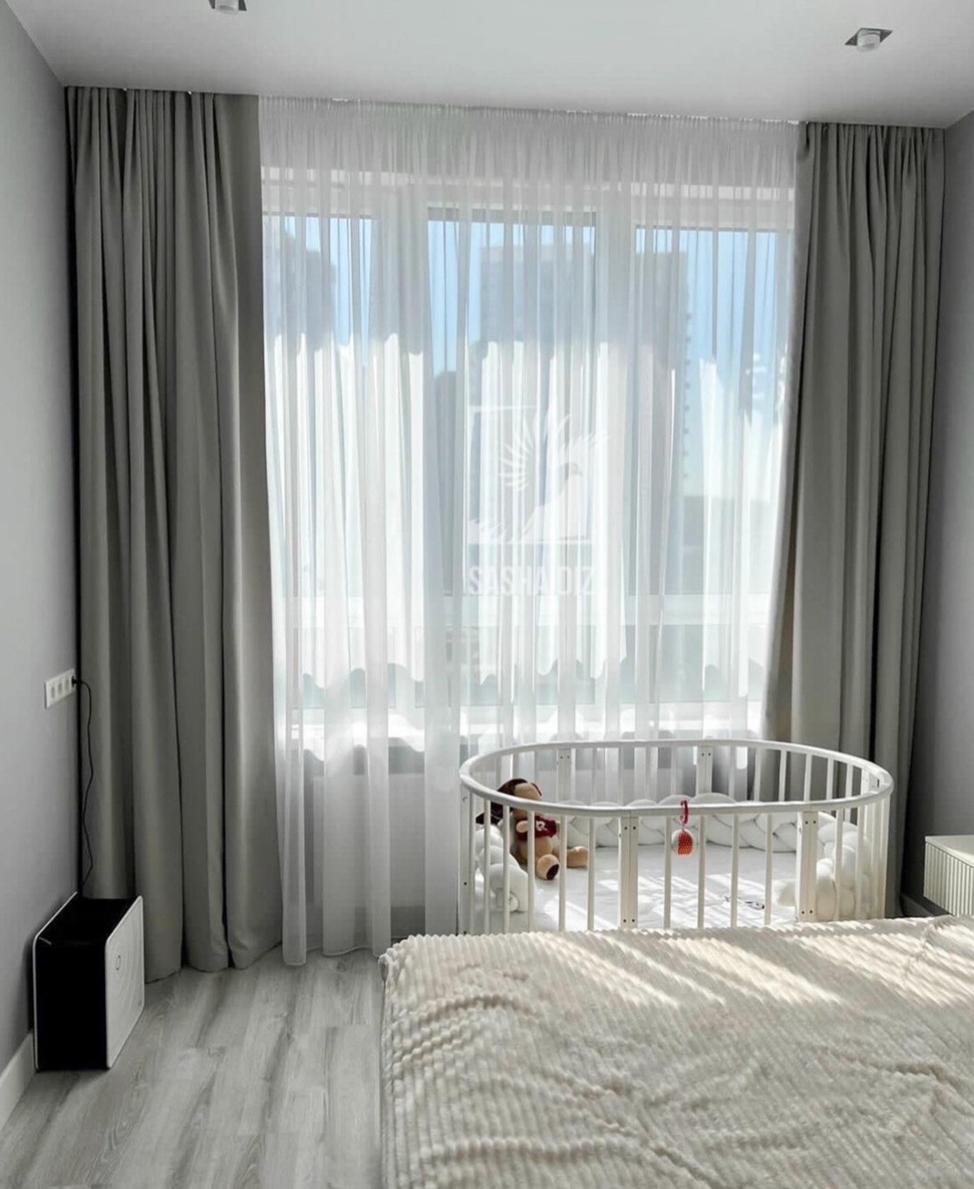 Комплект 400x275 см 3 шт, сетка, велюр, серый