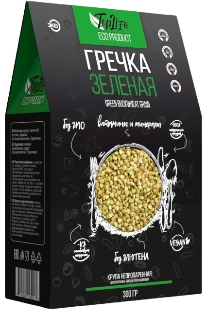 TopLife гречка зеленая 300 г