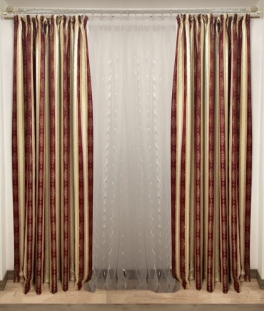 Портьеры Renaissance 300x300 см 2 шт, жаккард, красный, бежевый, золотистый