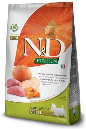 Farmina N&D Pumpkin Дикий кабан, тыква и яблоко для взрослых мелких пород 2.5 кг