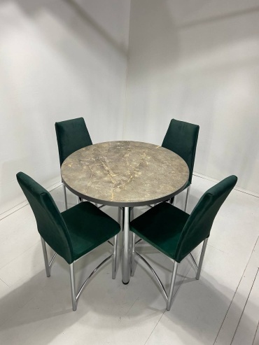 Комплект MEBEL STYLE GROUP 115802165, стол 90х90 см + 4 стула, зеленый