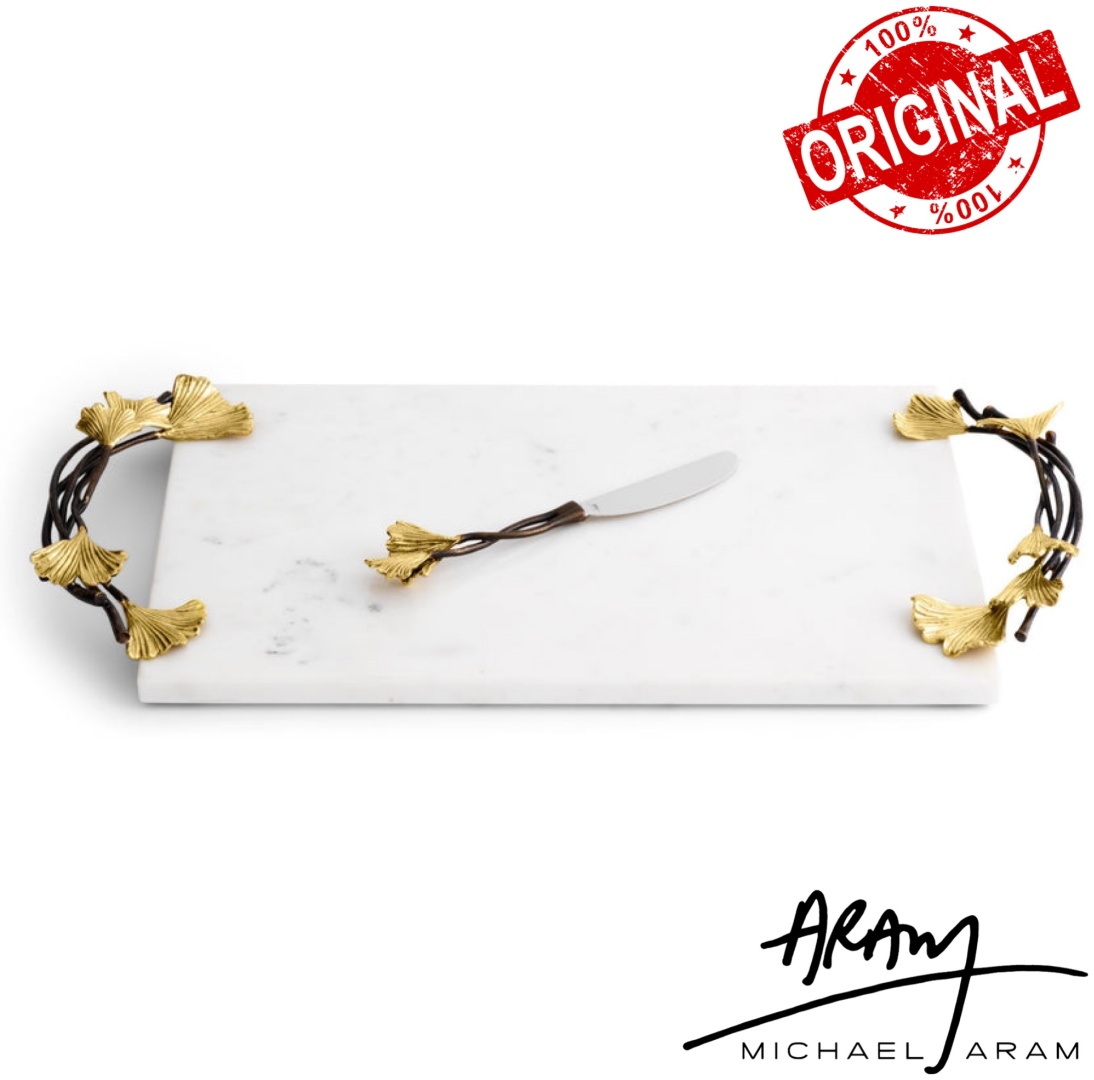 MICHAEL ARAM набор для подачи сыра Golden Ginkgo, нержавеющая сталь, латунь, мрамор