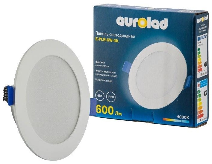 светодиодный круглый EUROLED E-PLR-6W-4K LED