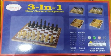 Нарды и шашки 3 в 1, шахматы Liangda дерево 30x30 см
