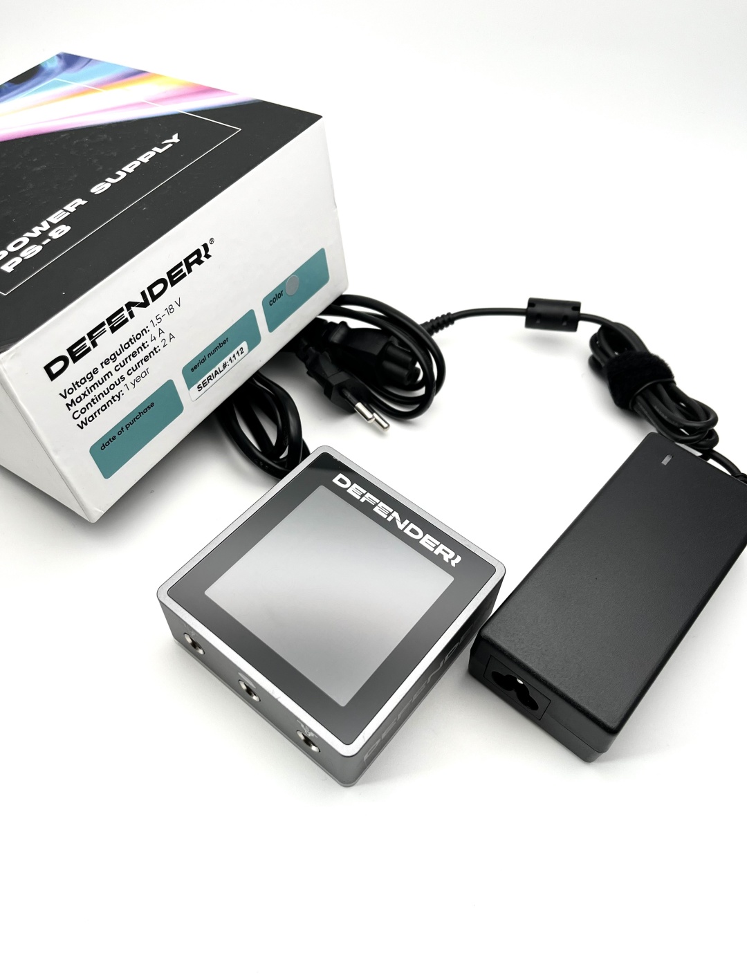 Блок питания для тату машинки Defenderr Power Supply PS-8 Silver 18 В