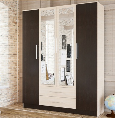 Распашной шкаф AsiaBrand Авангард, 160x210х47 см, белый, коричневый