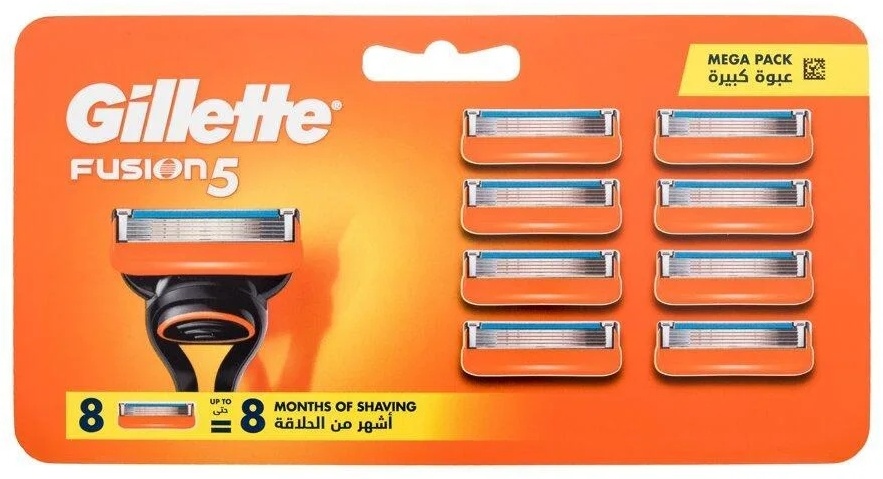 Gillette Fusion 5 ( сделано в Германии для О.А.Э. 8 кассет) сменные кассеты 8 шт