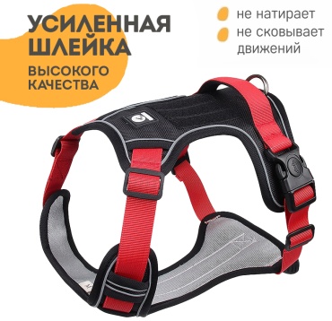 DUOMM шлейка для прогулки XL красный, черный