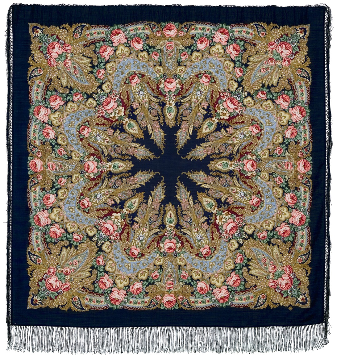 Шаль Павловопосадская платочная мануфактура шерсть, шелк 146 x 146 см