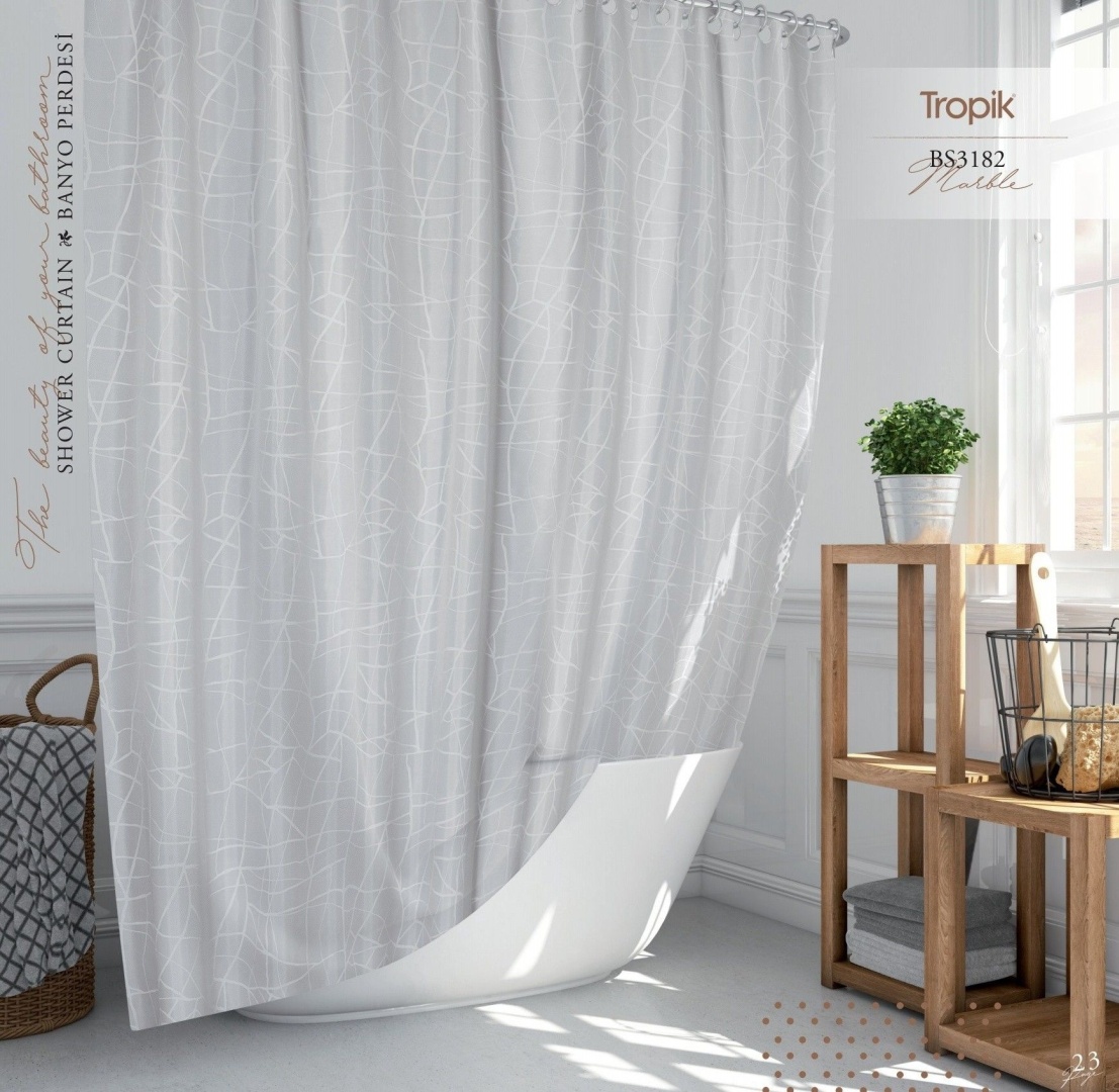 Штора TROPIC BS3182 180x200 белый, полиэстер