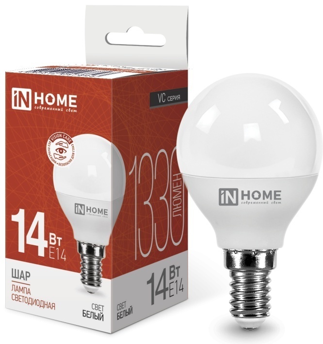 IN HOME 14W Е14, светодиодная, нейтральный белый