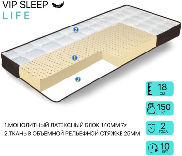 Матрас VIP SLEEP LIFE, 160x200x18 см