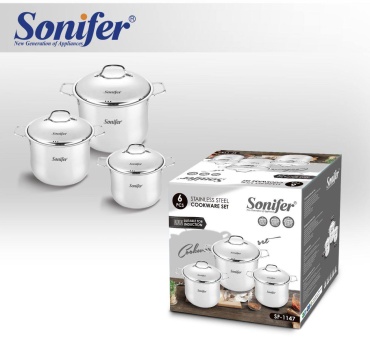 Sonifer набор кастрюль Sonifer кастрюля Sf-1147 нержавеющая сталь 6 6 в 1