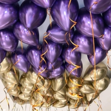 Набор воздушных шаров Shuaian balloons однотонный 30 шт, фиолетовый, золотистый
