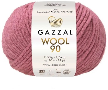 Моток GAZZAL Wool 90 3677 дымчатая орхидея 90 м 50 г