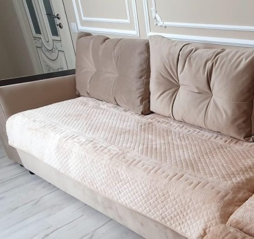 Elaman Hometextile накидка для дивана Флок-велюр 195 бежевый 90x300 см