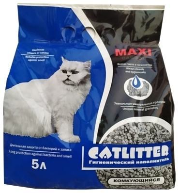 CATLITTER Maxi Carbon бентонитовый комкующийся 5 л