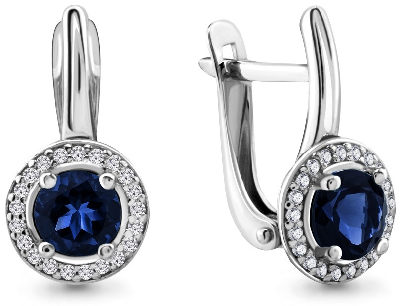 Купить Серьги AQUAMARINE 42983Б вес 3 г серебро, наносапфир в Алматы ...