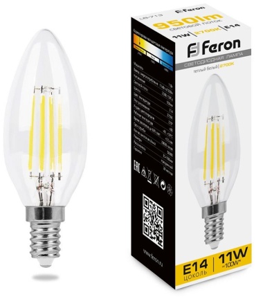 Feron 11W Е14, светодиодная, филаментная, теплый белый