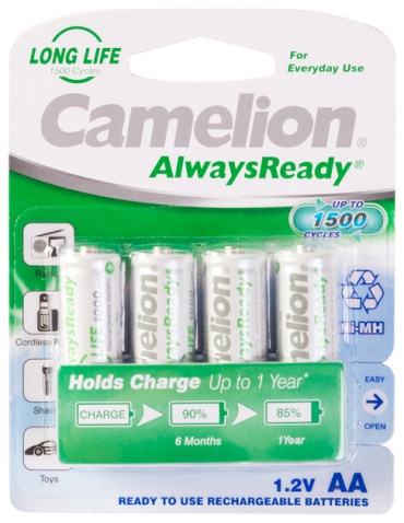 Аккумулятор AA Camelion AlwaysReady Rechargeable Ni-MH NH-AA1000ARBP4 4 шт