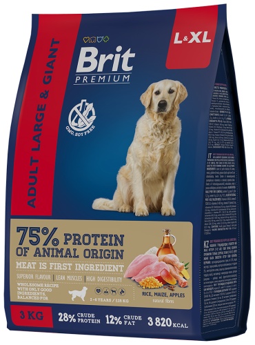 Brit Adult Large and Giant с курицей для взрослых крупных пород 3 кг