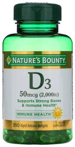 Nature's Bounty D3, 50 mcg (2,000 IU) 350 капсул
