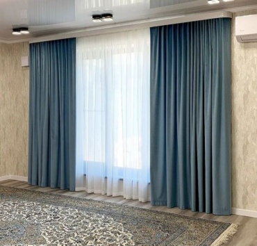 Комплект Viva Lux 800x280 см 2 шт, бархат, голубой