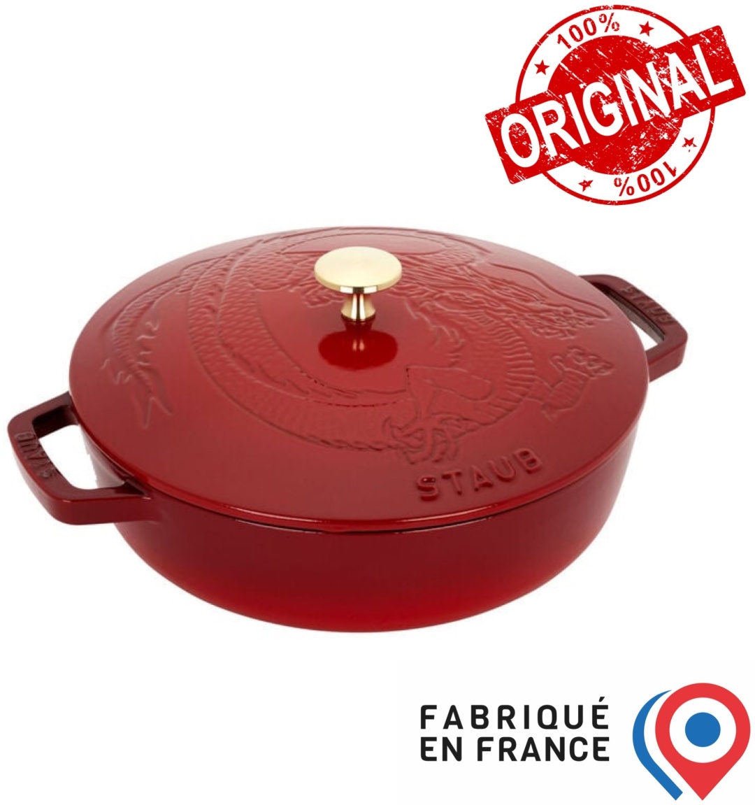 Сотейник 2.4 л, Staub Braiser Dragon Cherry 24 см чугун