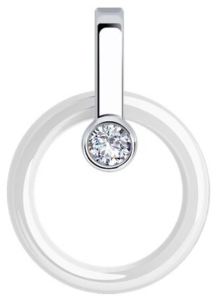 Подвеска Diamant 94-130-01280-2 вес 1.24 г серебро, фианит, керамика