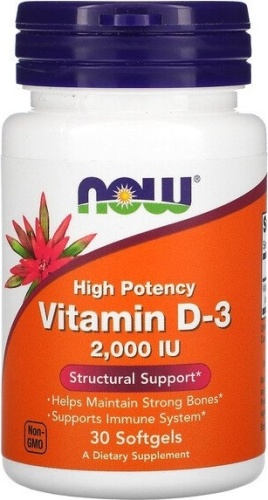 NOW High Potency Vitamin D-3 2000 IU капсулы 30 шт
