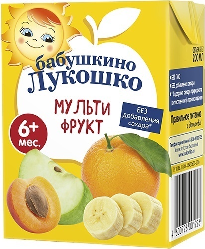 Купить Сок Бабушкино Лукошко яблоко, апельсин, банан, абрикос с 6 ...