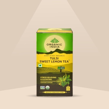 ORGANIC INDIA Tulsi Sweet Lemon Tea Чай Тулси со Сладким Лимоном, 25 пак