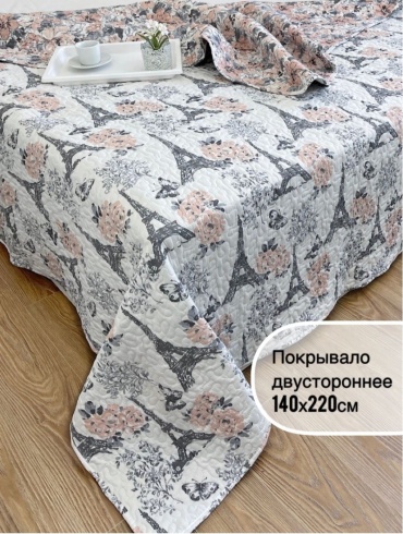 Покрывало Этель 140х220 см, микрофибра, белый, розовый