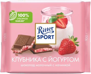 Ritter Sport Клубника с йогуртом шоколадная плитка молочный 100 г