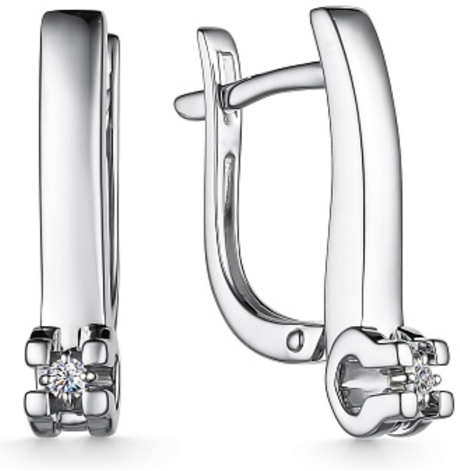 Серьги АЛЬКОР 25341-200 вес 3.98 г золото, бриллиант