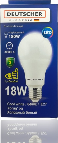Deutscher 18W E27, светодиодная, холодный белый