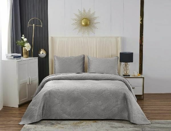 Покрывало с наволочками ZEPHYR HOME 240х260 см, велюр, серый