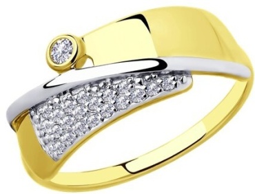 Diamant 53-110-00163-1_17 размер 17 вес 1.778 г золото, фианит