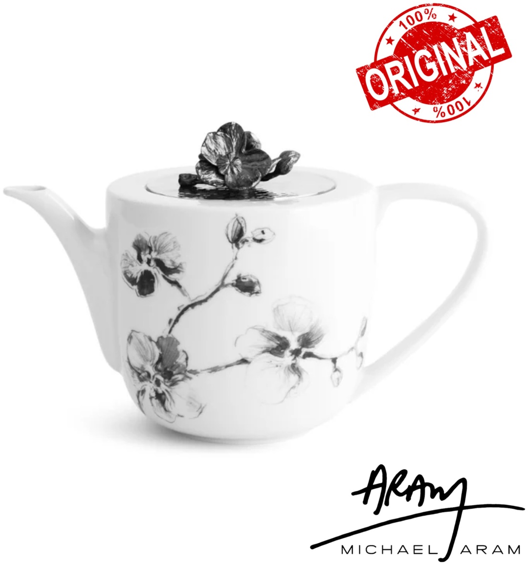 Чайник MICHAEL ARAM Black Orchid Porcelain Handmade Teapot 1 л, сталь, фарфор