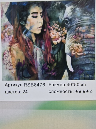 Картина по номерам Paintboy Девушка и слон RS8476 холст на подрамнике 50x40 см