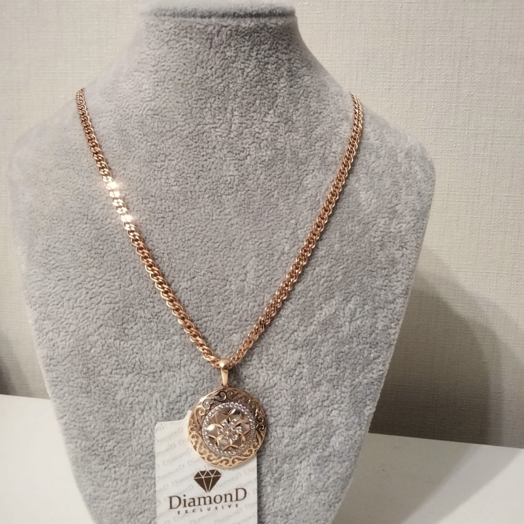 Колье Diamond Exclusive 18685515 длина 60 см вес 9.12 г золото, фианит