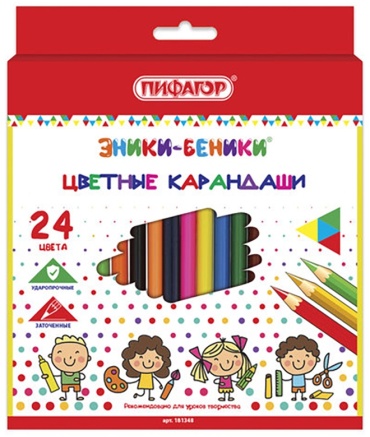 Цветной карандаш Пифагор форма шестигранная 24 шт