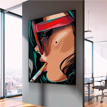 Red Panda Smoky Girl на натуральном холсте 50x70 см