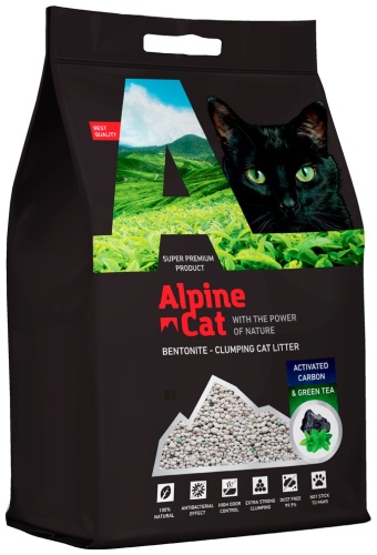 Alpine Cat С активированным углем и зеленым чаем комкующийся 10 л