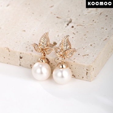 Серьги Xuping Jewelry медицинское золото, фианит, искусственный жемчуг