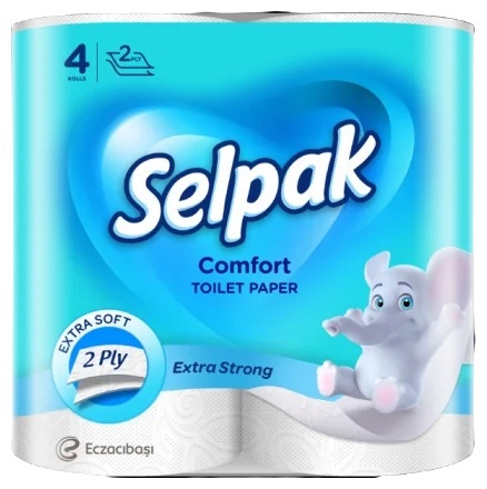 Selpak туалетная бумага Comfort 2-слойный 4 шт, первичная целлюлоза